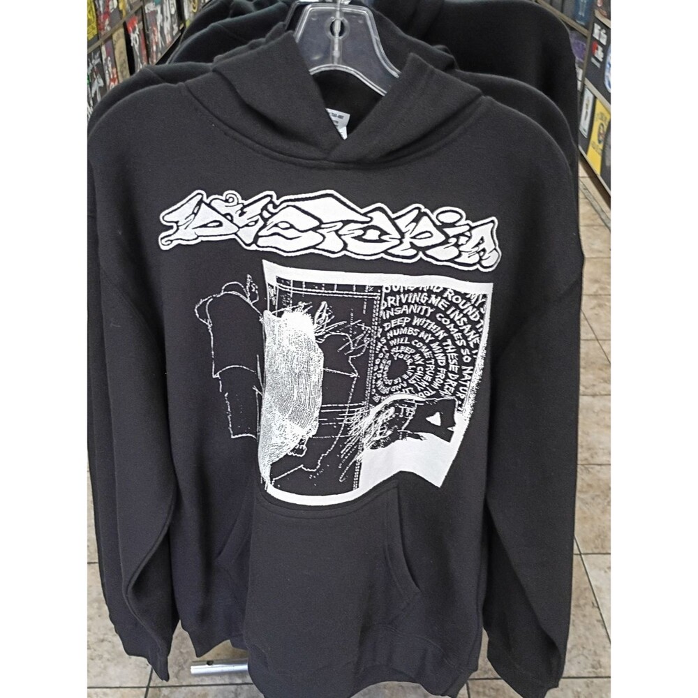 RARE DYSTOPIA SLEEP CRUST COTTON SCREENPRINT HOODIE PULLOVER M Medium